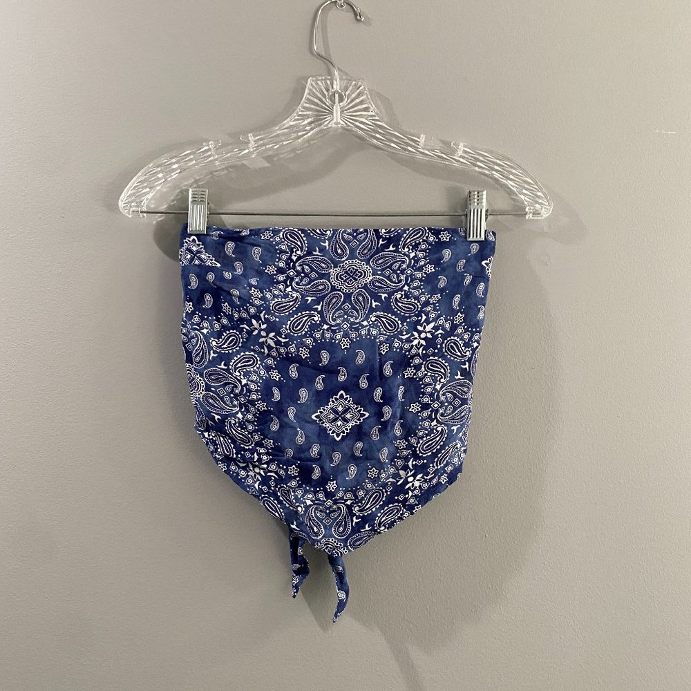 Hollister blue strapless bandana top
